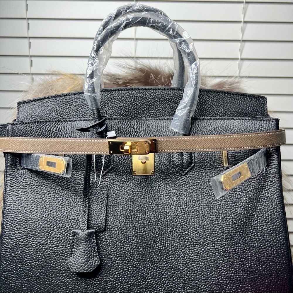 Khaki Epsom Leather Lock Belt with Gold hardware Adjustable fits size 60cm-100cm